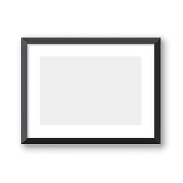 Blank picture frame icon in flat style. Photo mockup template vector illust.. Illustrazione stock