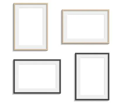 Blank picture frame mockup. Empty photo frame set. Gallery wall mockup. Mod.. Stock Illustration
