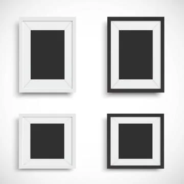 Blank picture frame set isolated on white background Stock Illustration
