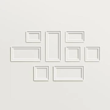 Blank Picture Frame Template Composition Set Vector. White Photo Frames Illustrazione stock