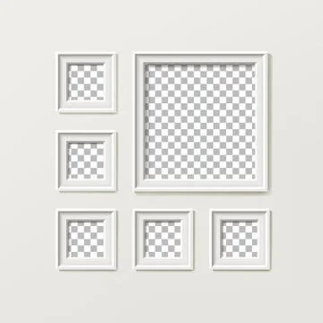 Blank Picture Frame Template Composition Set Vector Isolated on Wall Background Stock Illustration