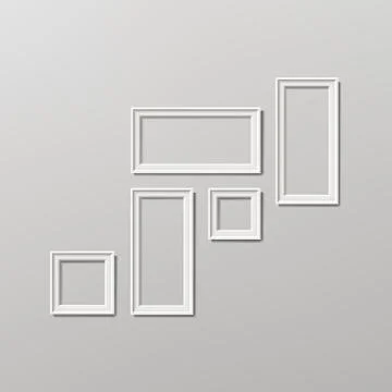 Blank Picture Frame Template Composition Set Vector. White Photo Frames 스톡 일러스트