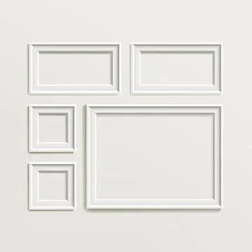 Blank Picture Frame Template Composition Set Vector. White Photo Frames Stock Illustration
