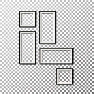 Blank Picture Frame Template Composition Set Vector Isolated on Wall Transparent Stock Illustration