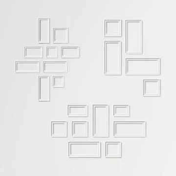 Blank Picture Frame Template Composition Set Vector. White Photo Frames 스톡 일러스트
