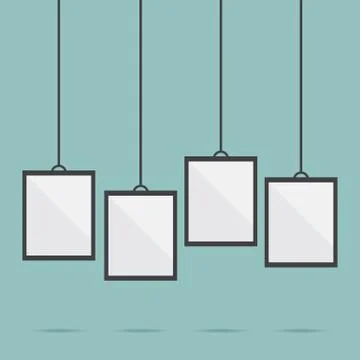 Blank picture frame template hanging,vector Stock Illustration