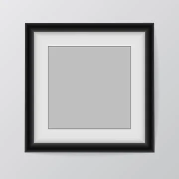 Blank picture frame template set hanging on wall Illustrazione stock