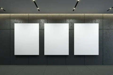 Blank picture frame on the wall, 3d rendering Stock Illustration