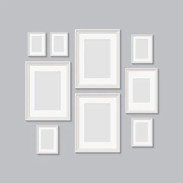 Blank picture frames for photographs. vector realisitc mockup. design template Stock Illustration
