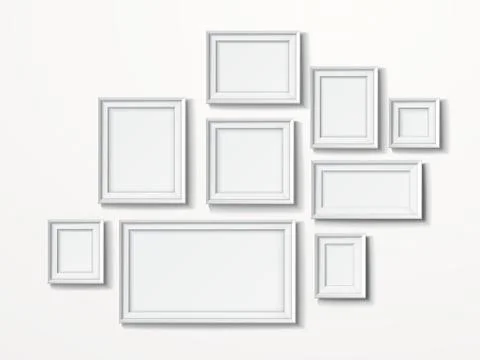 Blank picture frames set isolated on white 库存插图
