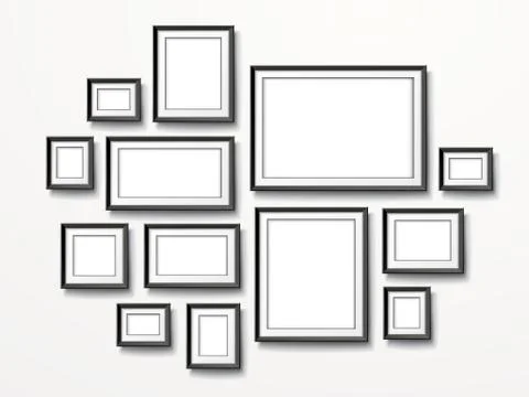 Blank picture frames set isolated on white Stock Illustration