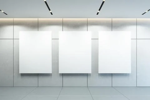 Blank picture frames on the wall, 3d rendering Stock-Illustration