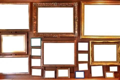 Blank picture frames on a wall gallery Stock Photos