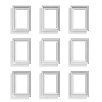 Blank picture frames. Website background template. Composition set Stock Illustration