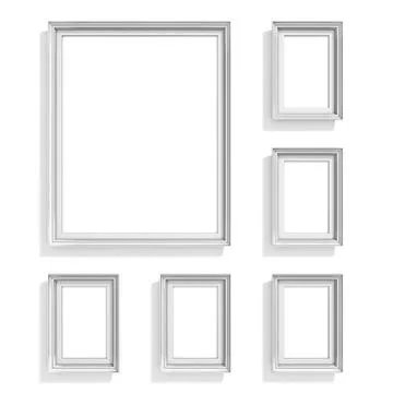 Blank picture frames. Website background template. Composition set Blank p... Stock Photos