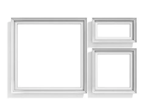 Blank picture frames. Website background template. Golden rectangular rati... Stock Photos