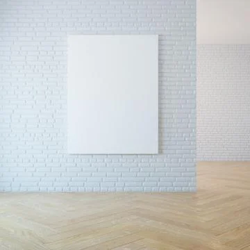 Blank picture on the wall, 3d rendering Stock Illustration