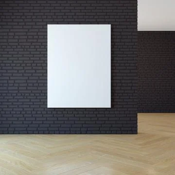 Blank picture on the wall, 3d rendering Stock Illustration