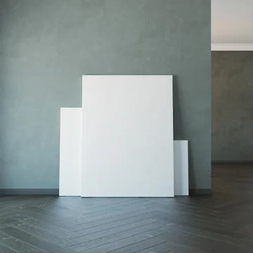 Blank picture on the wall, 3d rendering Illustrazione stock