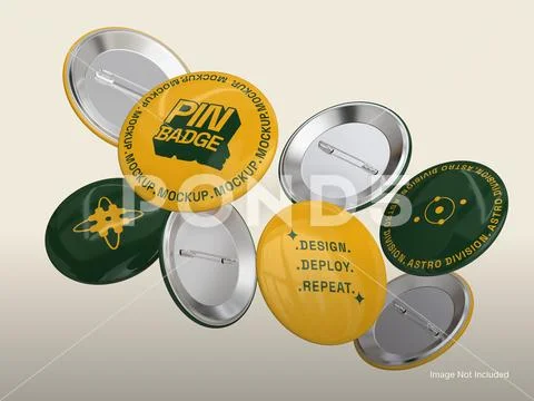 Blank Pin Badge Mockup 3D Rendering Merchandise PSD Template