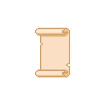 Blank pixel parchment with folded and torn edges. Medieval scroll. Stock Illustration