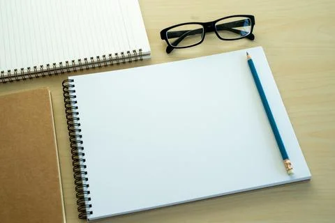Blank plain notebook top view blank Design concept background for mockup book Stock Photos