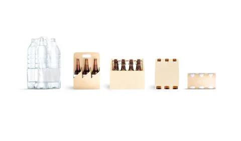 Blank plastic and craft bottle pack mockup, isolated Stock-Illustration