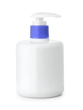 Blank plastic bottle of liquid soap with  pump dispenser Stock Photos