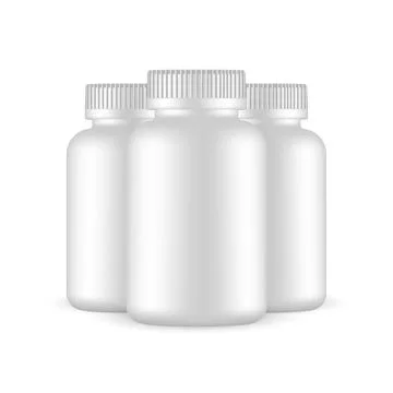 Blank Plastic Bottles for Pills, Supplements or Vitamins Stock Illustration