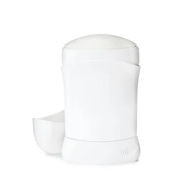 Blank plastic deodorant container on white background 스톡 사진