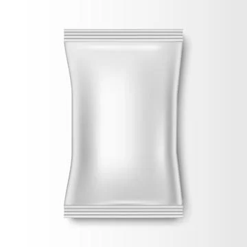 Blank plastic foil bag for packaging design, mockup template for food snack Illustrazione stock