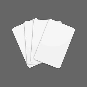 Blank playing cards in stack fanned out. Empty playing cards template Stock Illustration