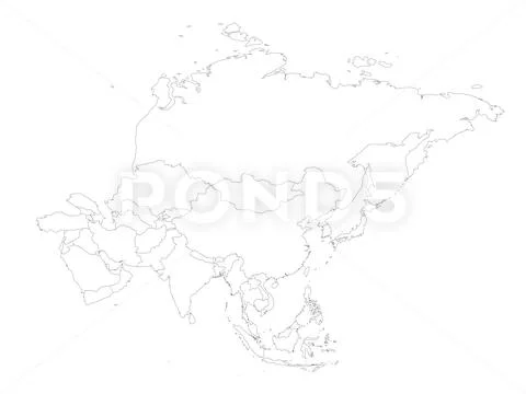 Blank political outline map of Asia continent. Vector illustration Stock Illustration