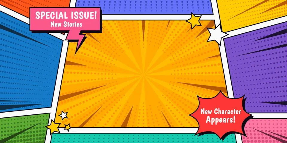 Blank Pop Comic Panel Style Background Stock Illustration