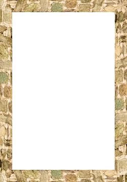 Blank Portrait Frame With Stone Patterned Edges White frame background wit... 库存照片