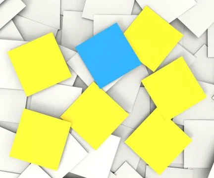 Blank post it notes shows copyspace messages and notices Stock Illustration