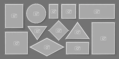 Blank post stamp. Perforated postage sticker set. Stock Illustration