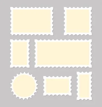 Blank postage stamp. Postcard collection. Postmark perforated paper. Retro st Stock Illustration