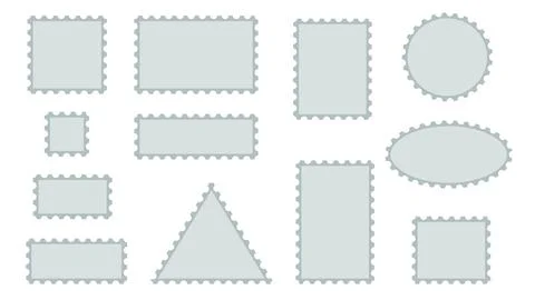 Blank postage stamp templates set Stock Illustration