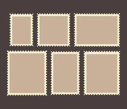 Blank Postage Stamps Frames Set isolated on background. Vector illustration. Illustrazione stock
