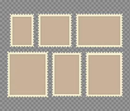 Blank Postage Stamps Frames Set isolated on transparent background. Vector il Stockillustratie