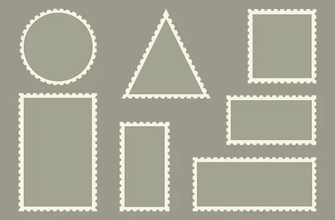 Blank Postage Stamps frames set - stock vector. Stock Illustration