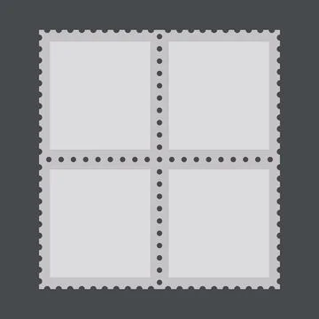 Blank postage stamps. Light postage stamps on grey background. Vector Stock Illustration