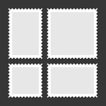 Blank Postage Stamps Set on Dark Background. Vector 库存插图