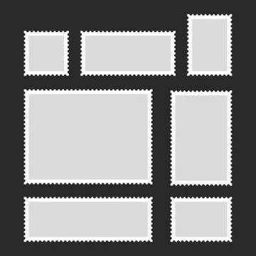 Blank Postage Stamps Set on Dark Background. Vector Stock-Illustration