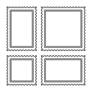 Blank Postage Stamps Set on Dark Background. Vector 库存插图