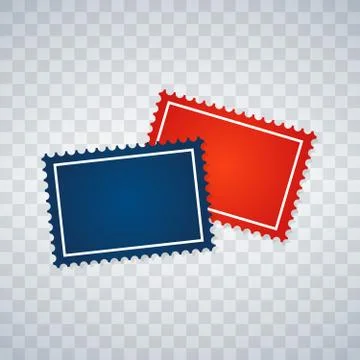 Blank Postage Stamps Set on transparent Background. Vector Stock Illustration