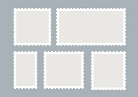 Blank postage stamps vector set isolated. Mark mail letter stamps design. Postal Stock Illustration