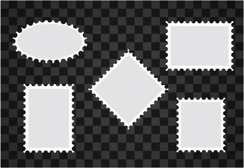 Blank postage stamps vector set isolated. Mark mail letter stamps design. Stock Illustration