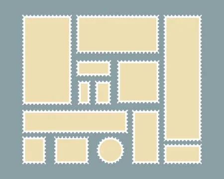 Blank postage stamp.Toothed border mailing postal sticker template. Vector EP Stock Illustration